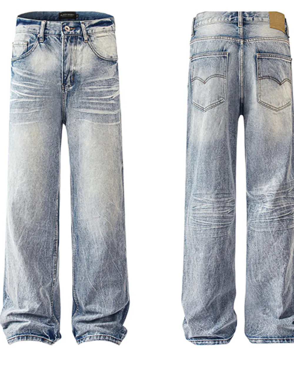 Men's Washed Wide Leg Relaxed Fit Jeans, image 4