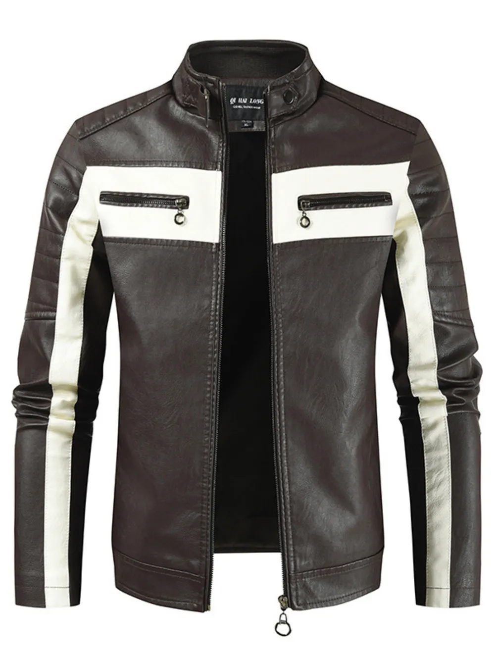 Men's Plus Size Contrast Zip Up Long Sleeve Jacket, image 5