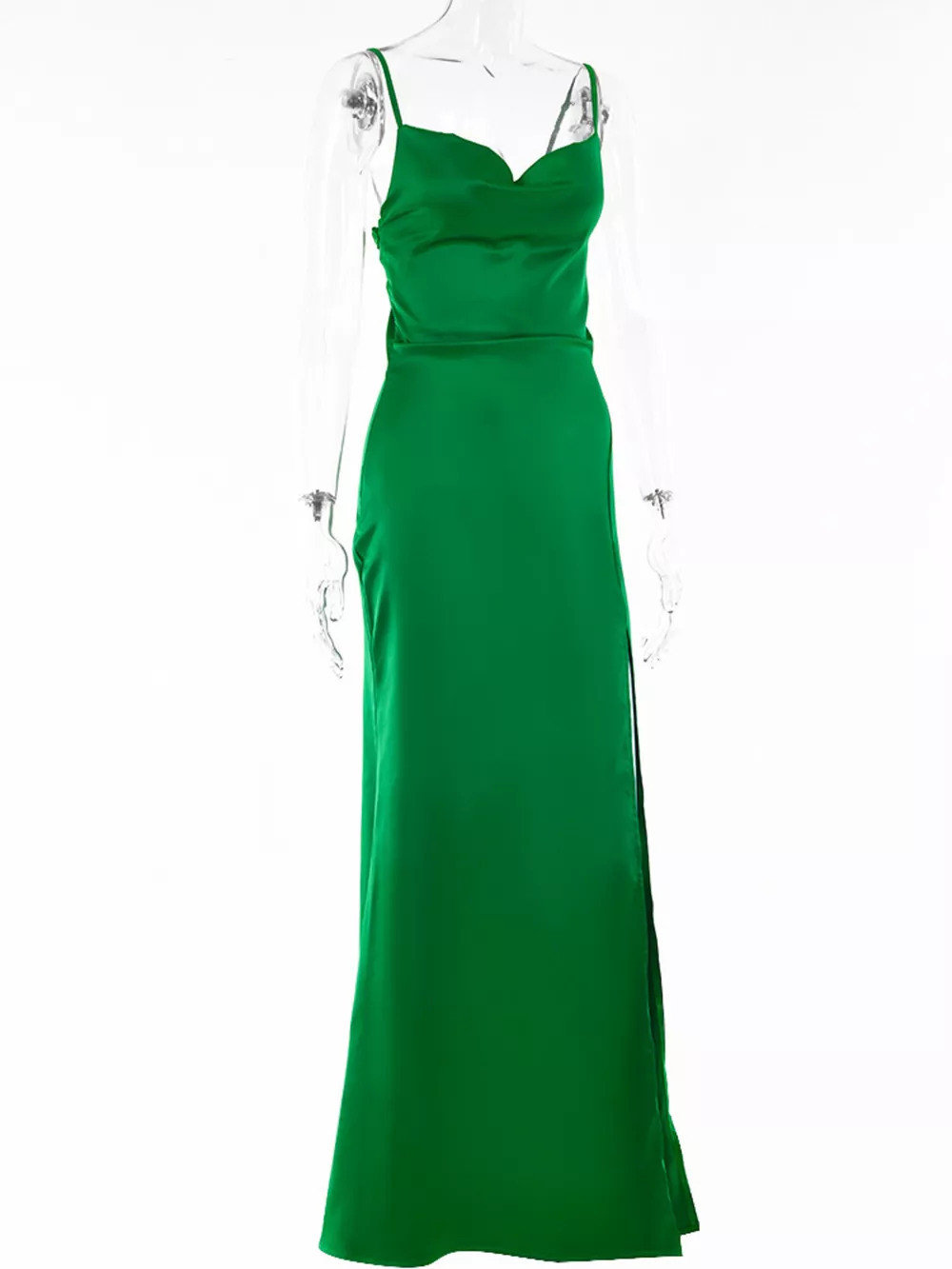 Ruched Split Spaghetti Strap Maxi Dress, image 9