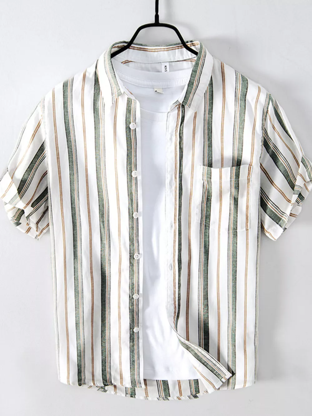 Men's Plus Size Striped Short Sleeve Shirt