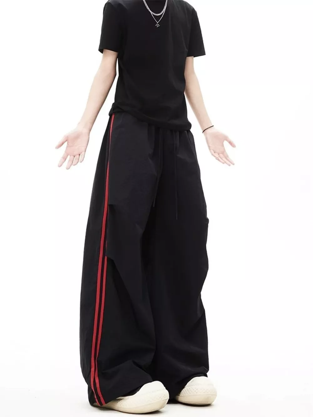Men's Wide-Leg Pants with Side Stripes, image 3