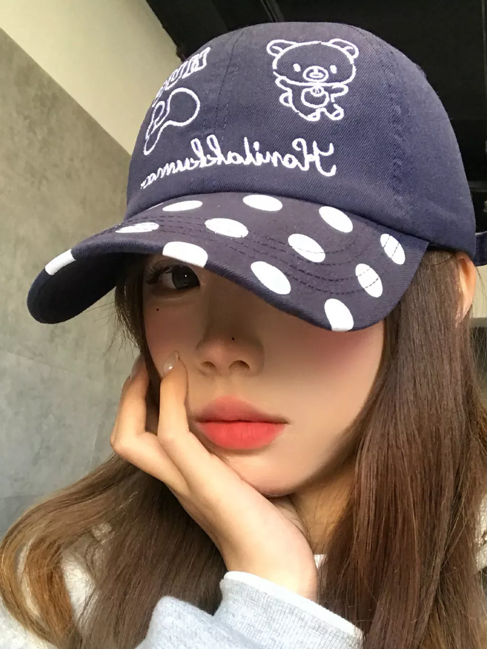 Polka Dot Embroidered Baseball Cap, image 3