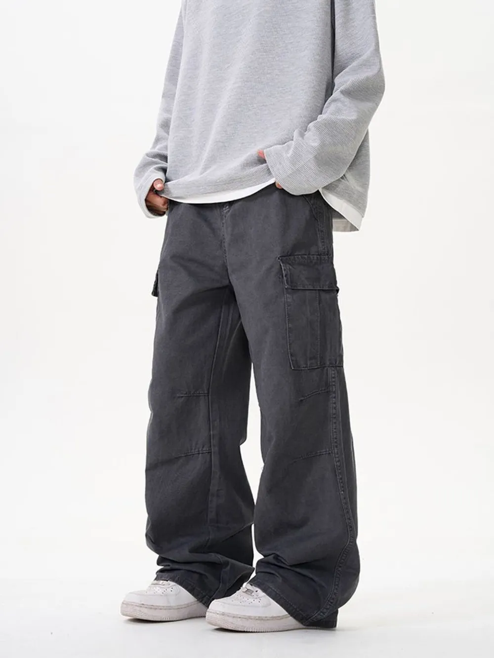 Men's Wide Leg Cargo Pants, image 6