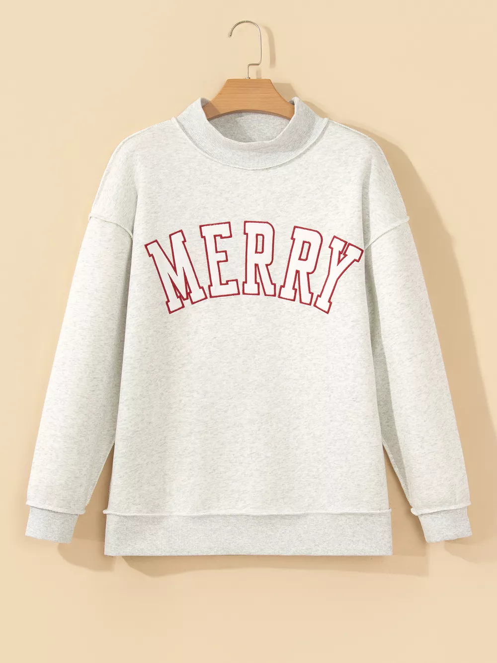 MERRY Embroidered Letter High Neck Tunic Pullover Sweatshirt, image 4