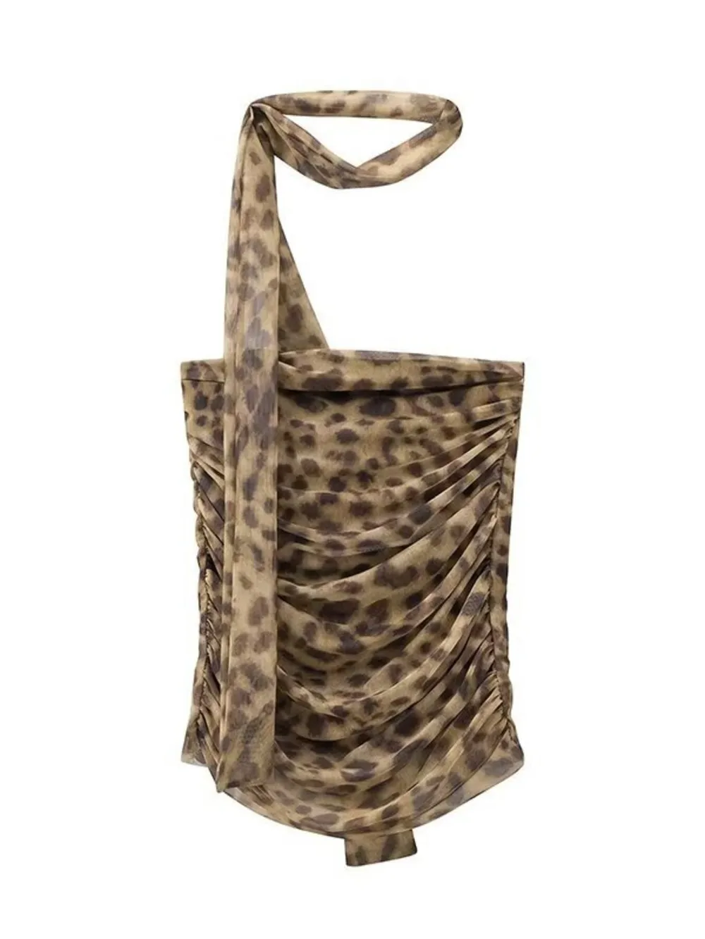 Ruched Leopard Print Tube Top, image 5