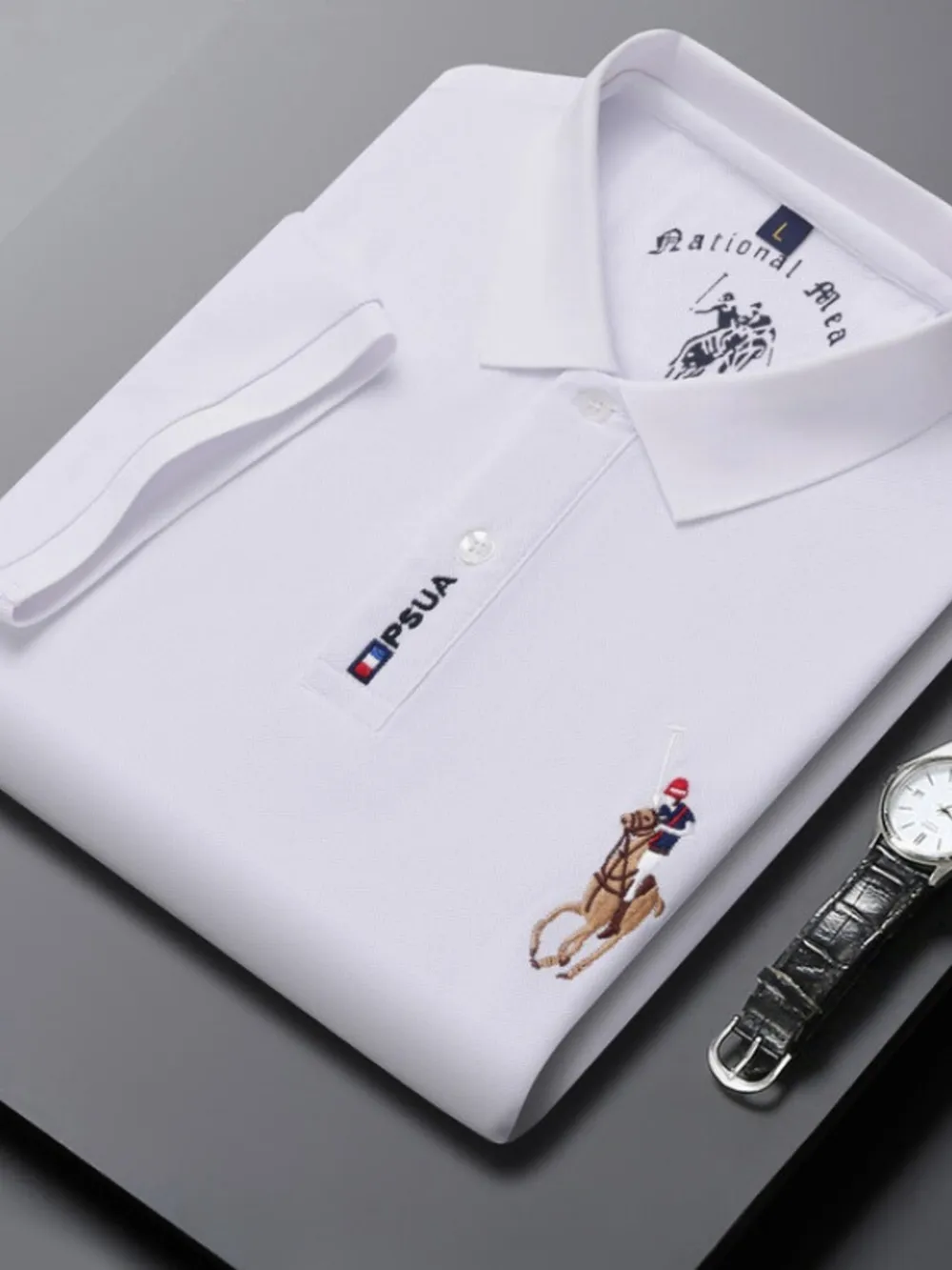 Men's Plus Size Short Sleeve Embroidered Polo, image 9