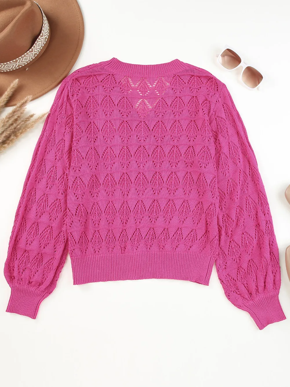 Buttoned Front Openwork Cardigan, image 21