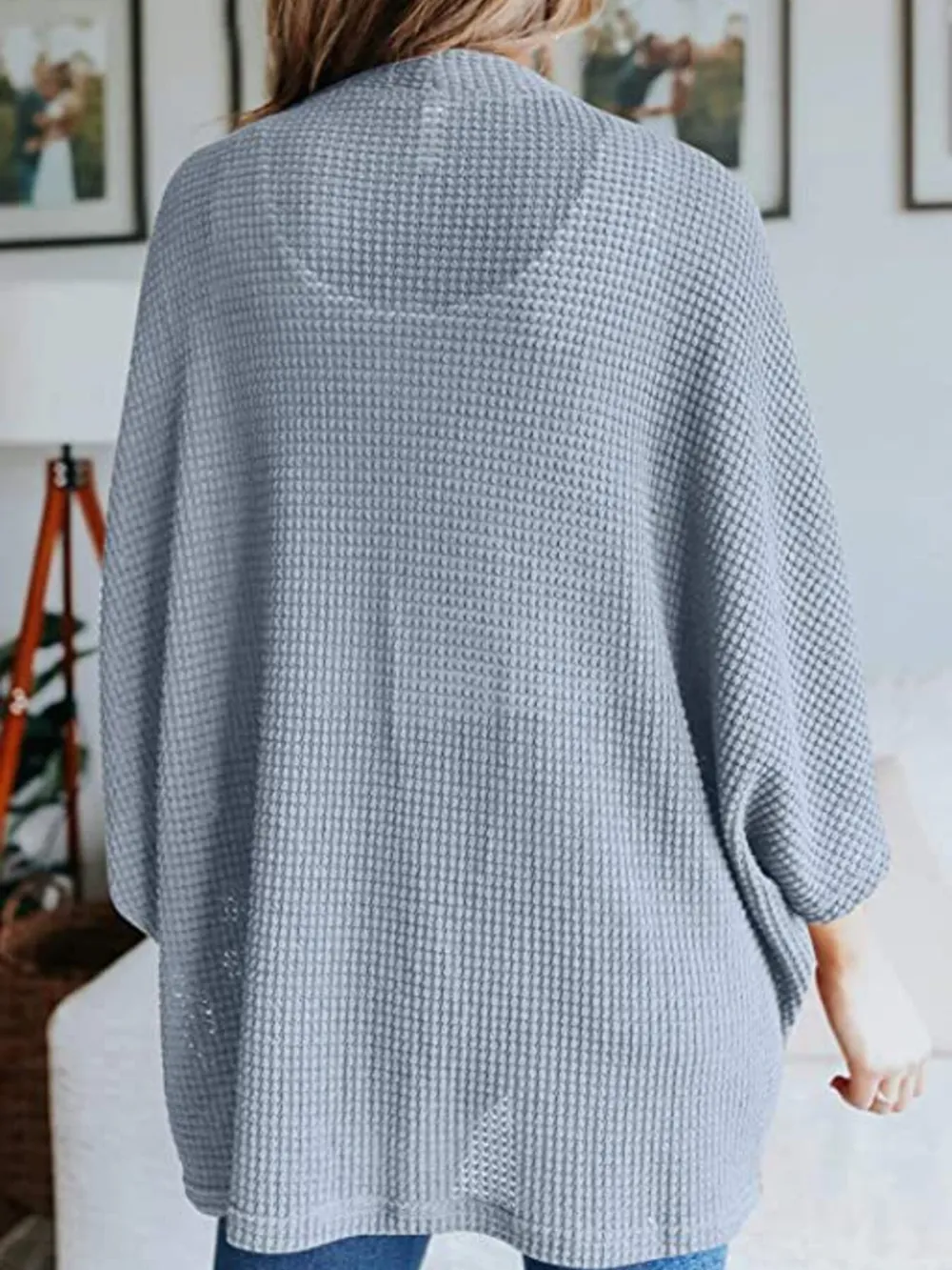 Full Size Open Front Waffle Knit Cardigan Plus Size, image 37