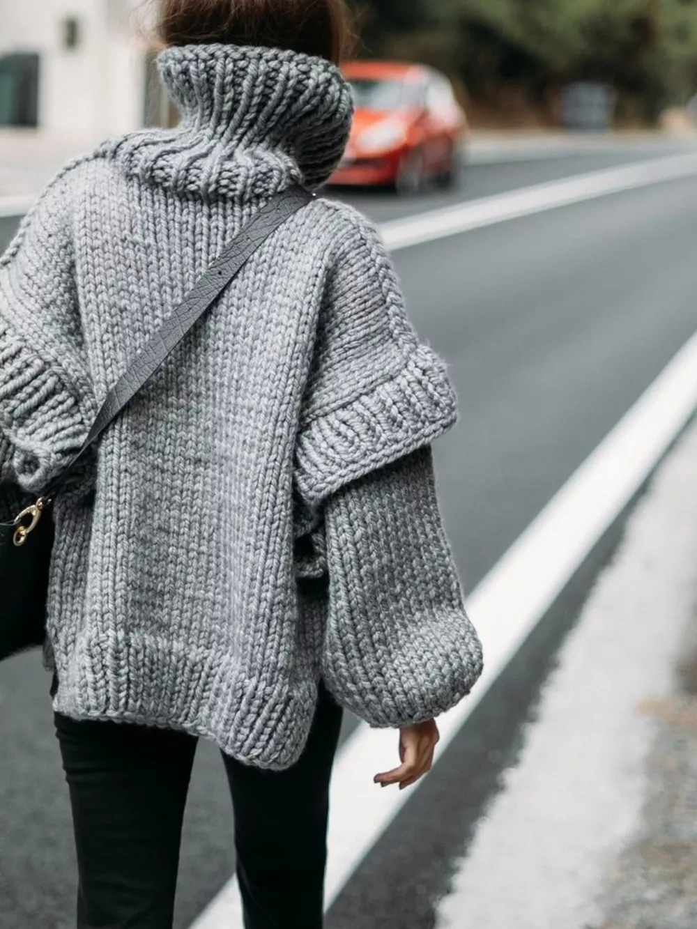Oversized Chunky Knit Turtleneck Sweater, image 9