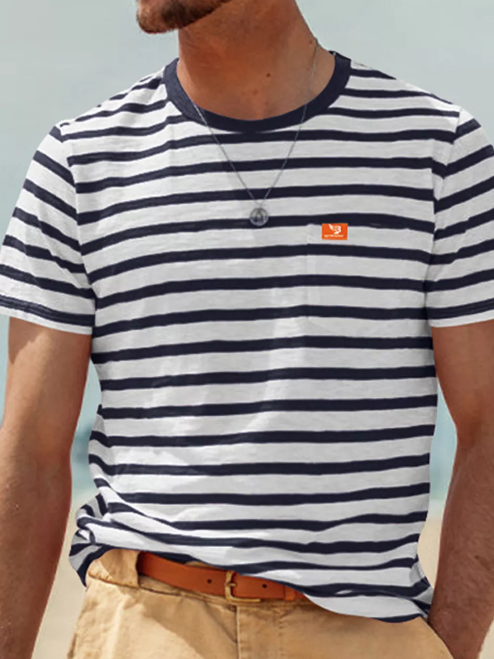 Men's Full Size Striped Pocket Short Sleeve T-Shirt Plus Size, image 8