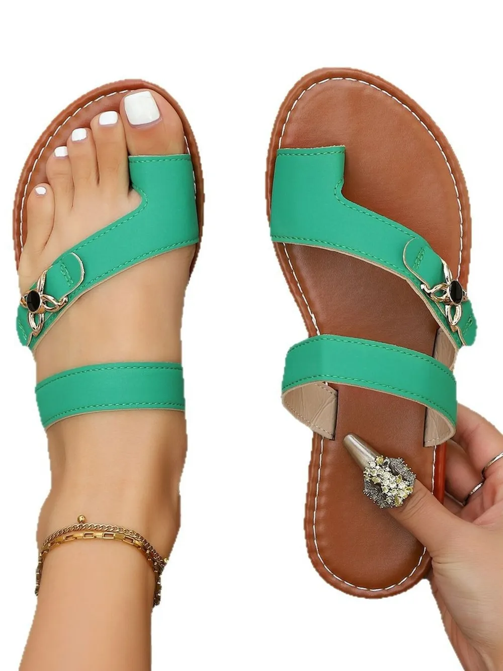 Toe Loop Flats Sandals, image 3