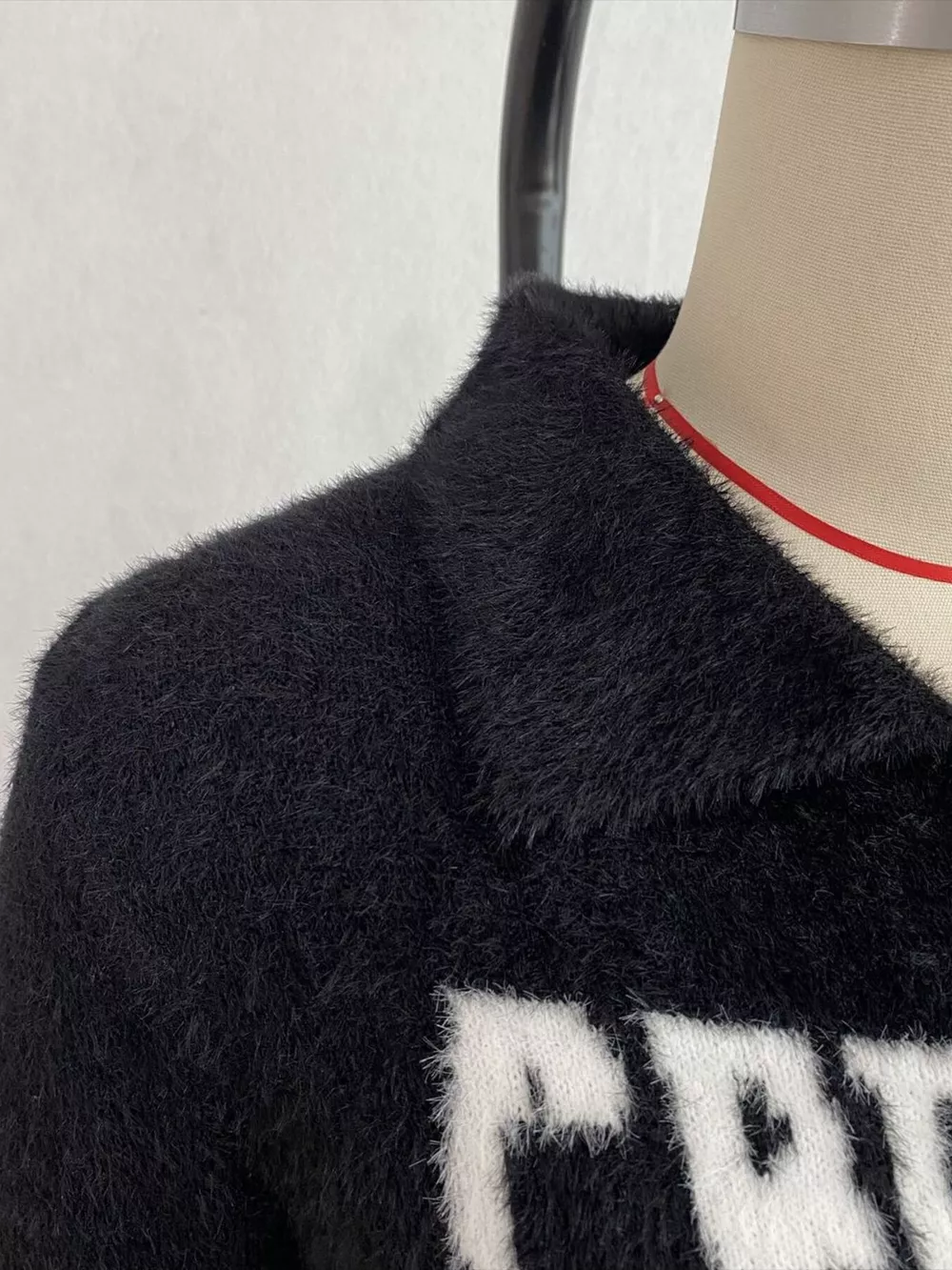 Fuzzy Letter Zip-Up Cardigan, image 13