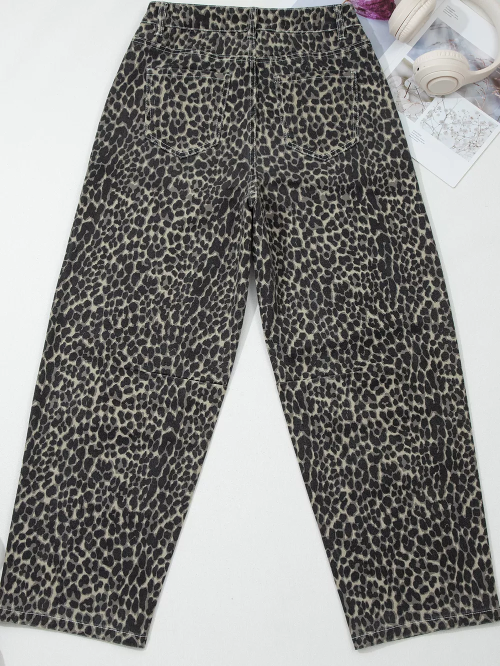 Leopard Print High Waist Barrel Jeans, image 11