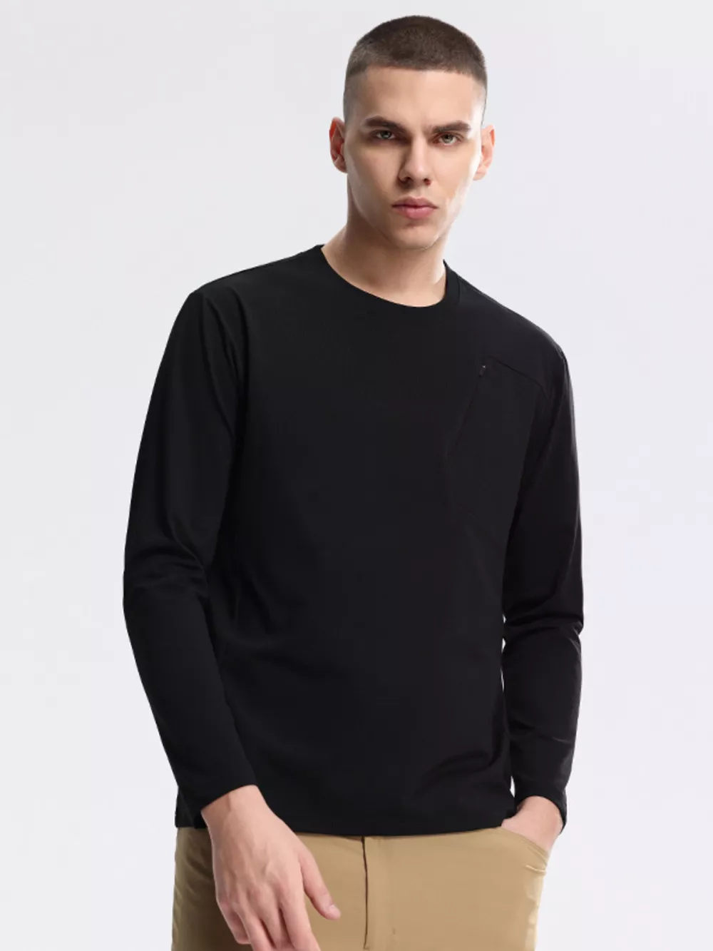 Men's Plus Size Casual Long Sleeve Active Sweatshirt with Zipper Pocket, image 5