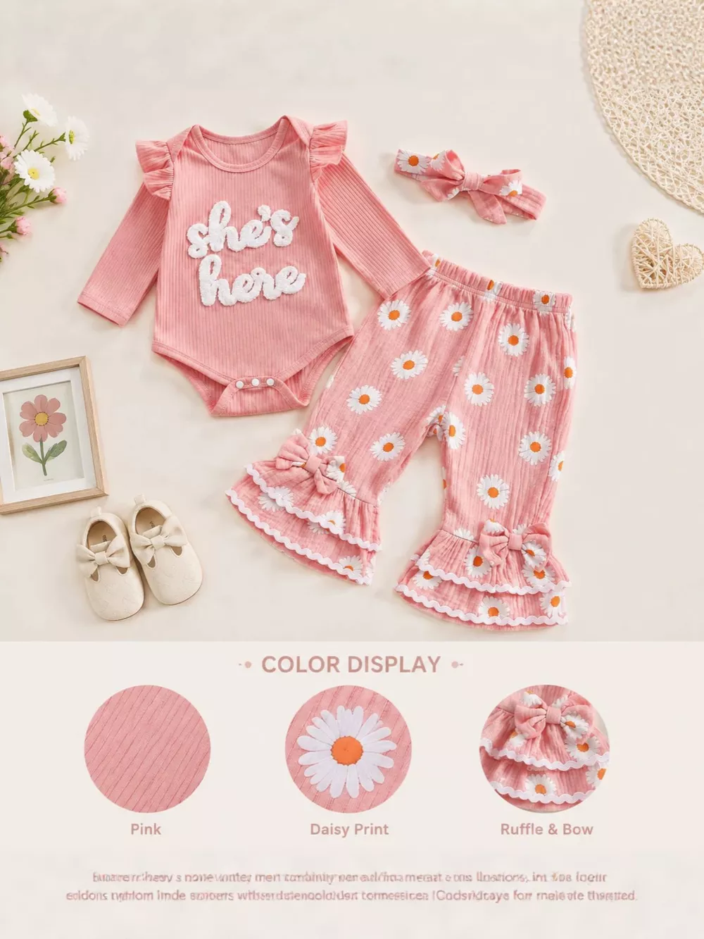 Children's Letter Bodysuit and Pants Set with Headband, image 3