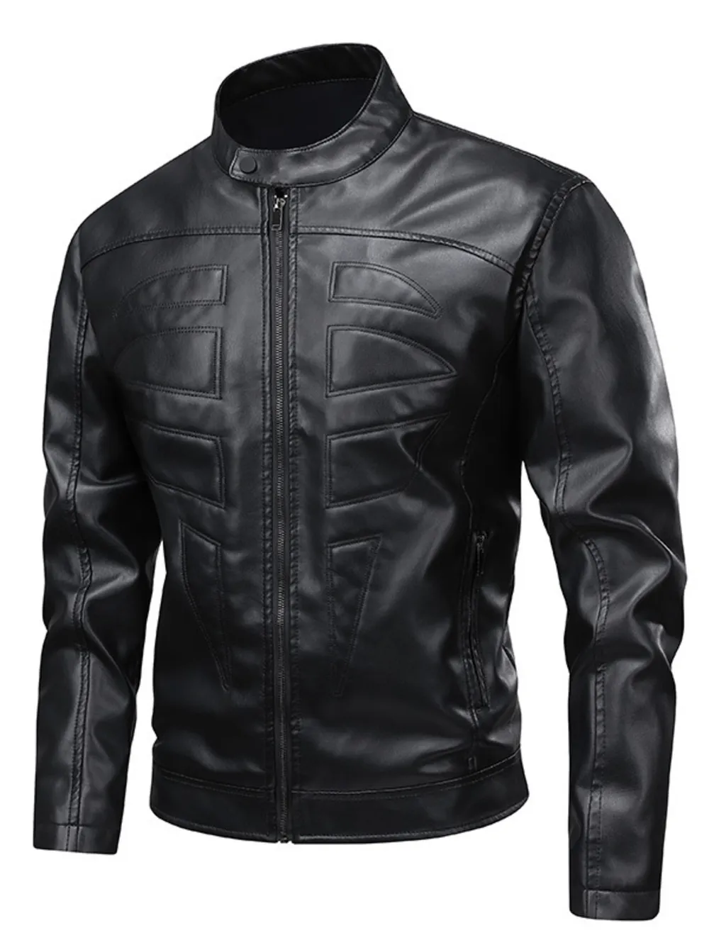 Men's Full Size Leather Zip Up Jacket Plus Size