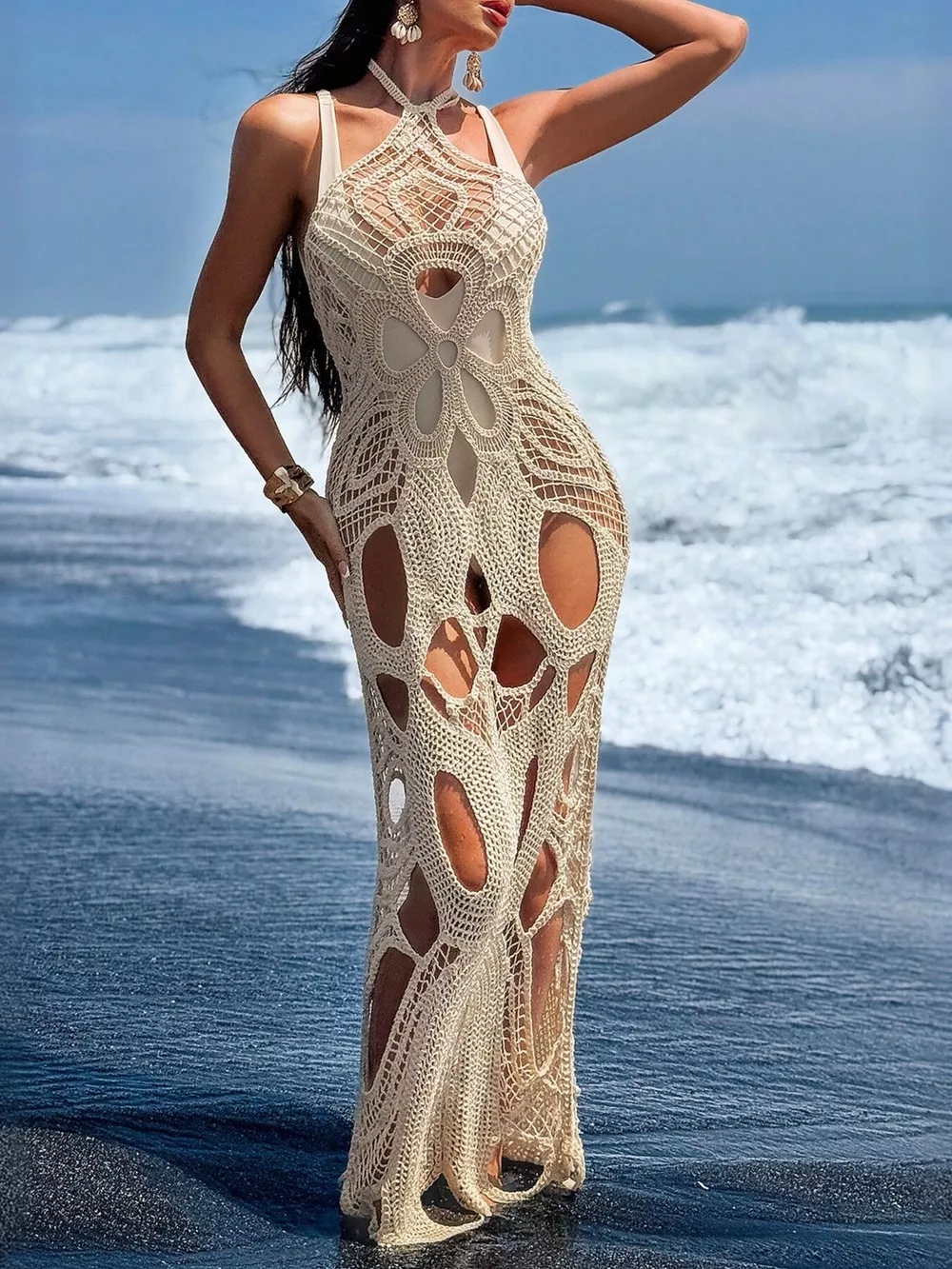 Cutout Halter Neck Cover-Up Dress, image 4