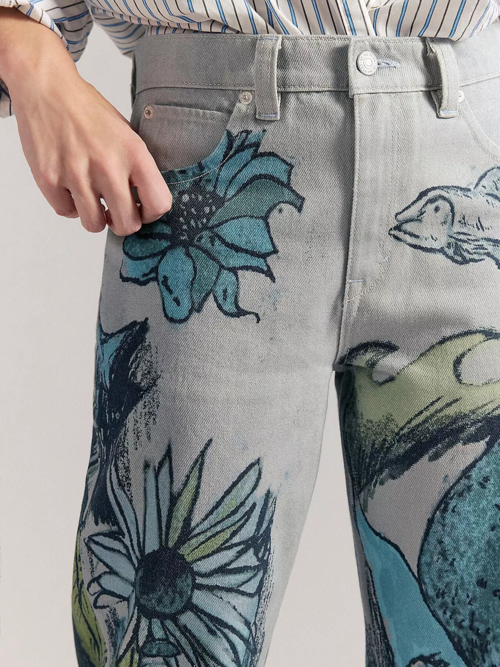 Printed Wide Leg Jeans, image 11