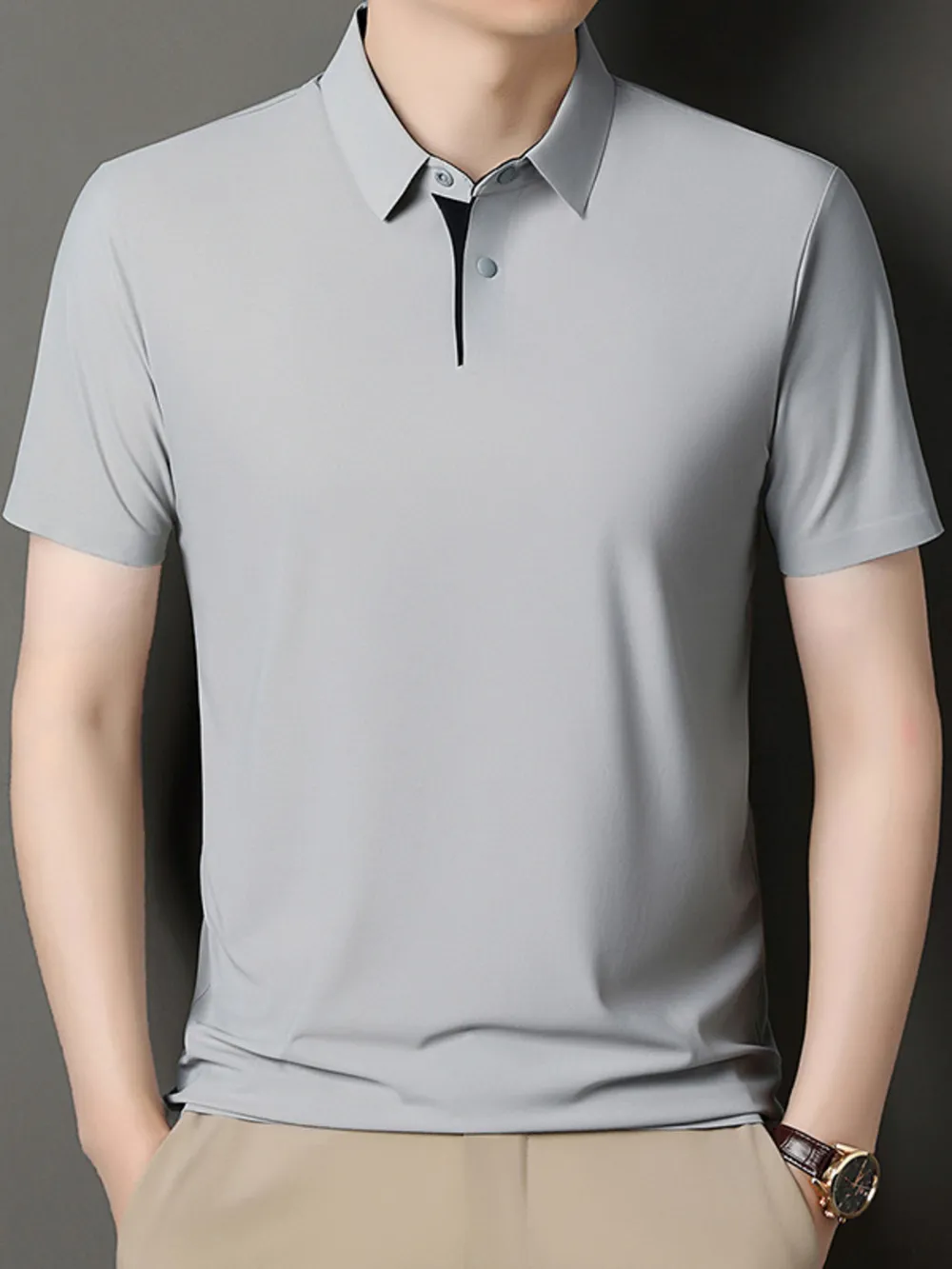 Men's Button Detail Short Sleeve Polo, image 3