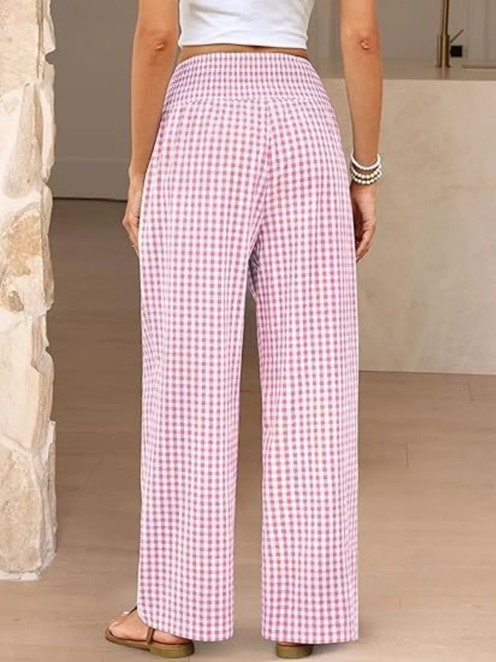 Gingham Wide-Leg Pants, image 9
