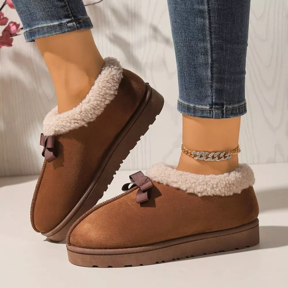 Cozy Bowknot Plush Lined Slip-Ons, image 18
