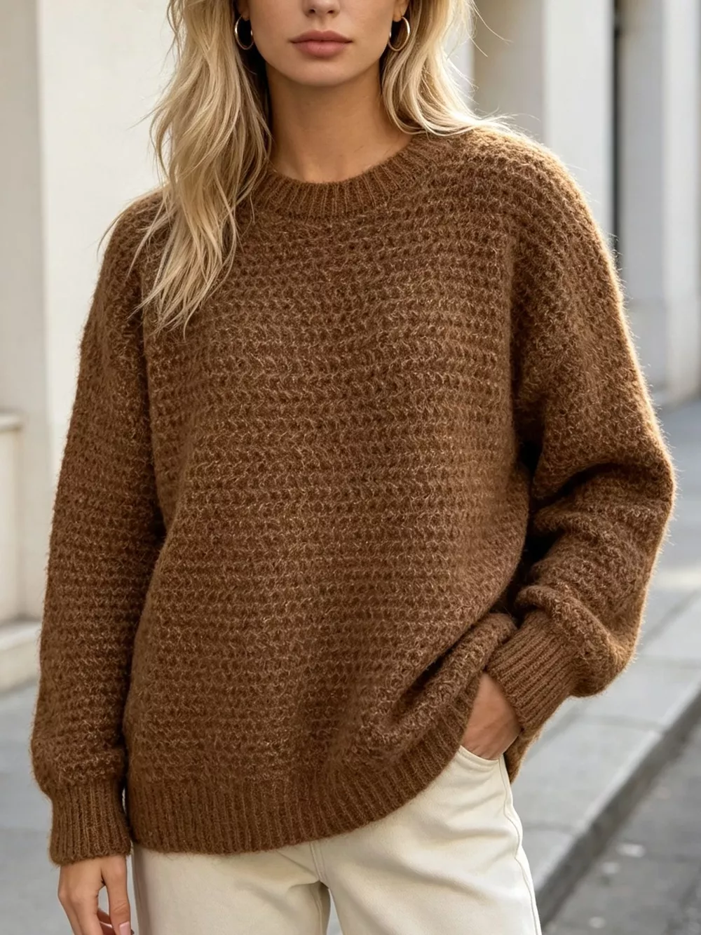 Round Neck Drop Shoulder Sweater, image 25