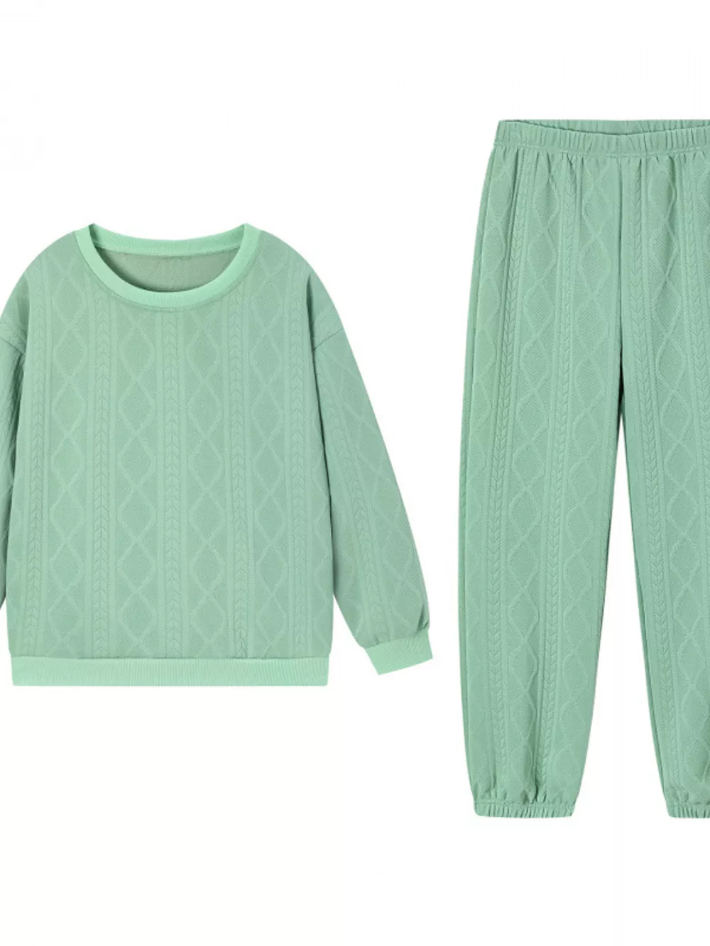 Texture Round Neck Top and Pants Set, image 16