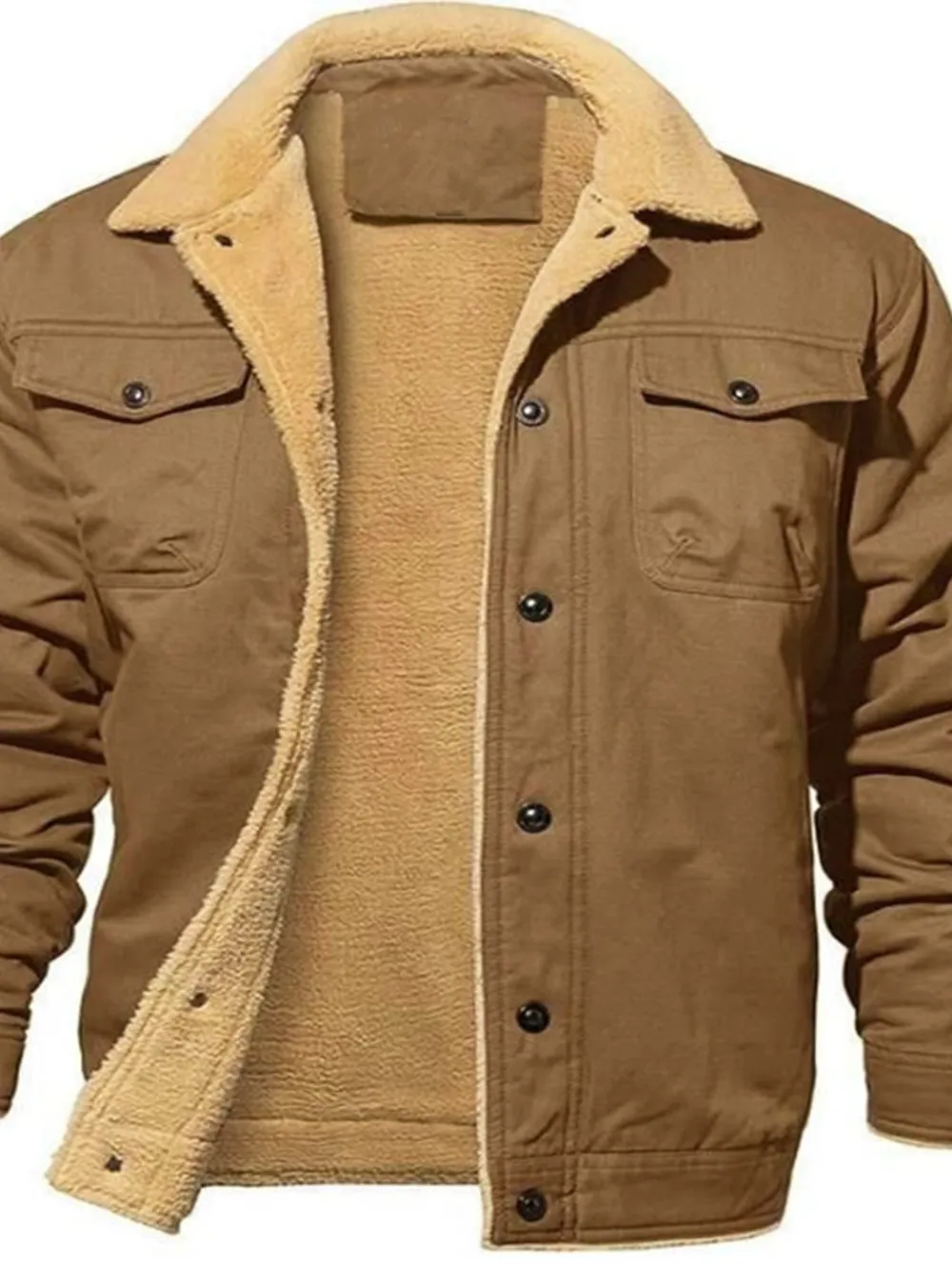 Men's Full Size Sherpa Lined Long Sleeve Jacket Plus Size, image 3