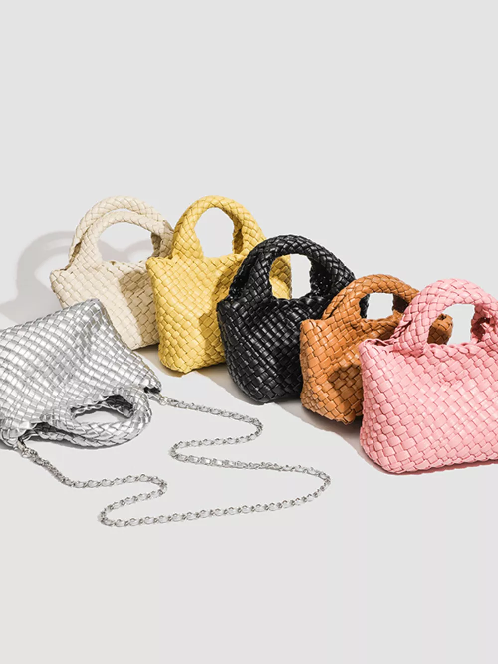 Woven Texture Mini Crossbody Bag with Chain Strap, image 2
