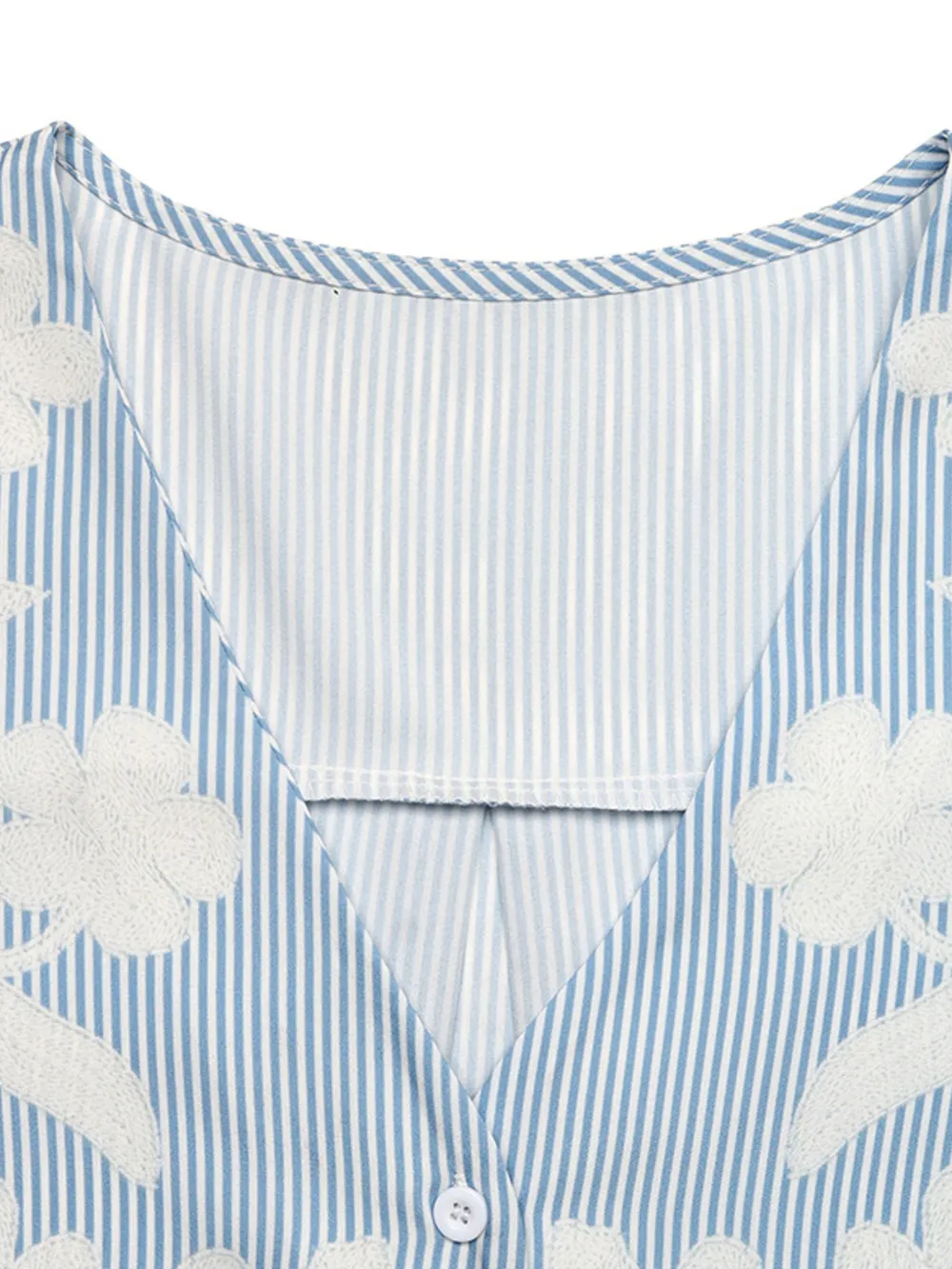 Floral Striped V-Neck Short Sleeve Shirt, image 9