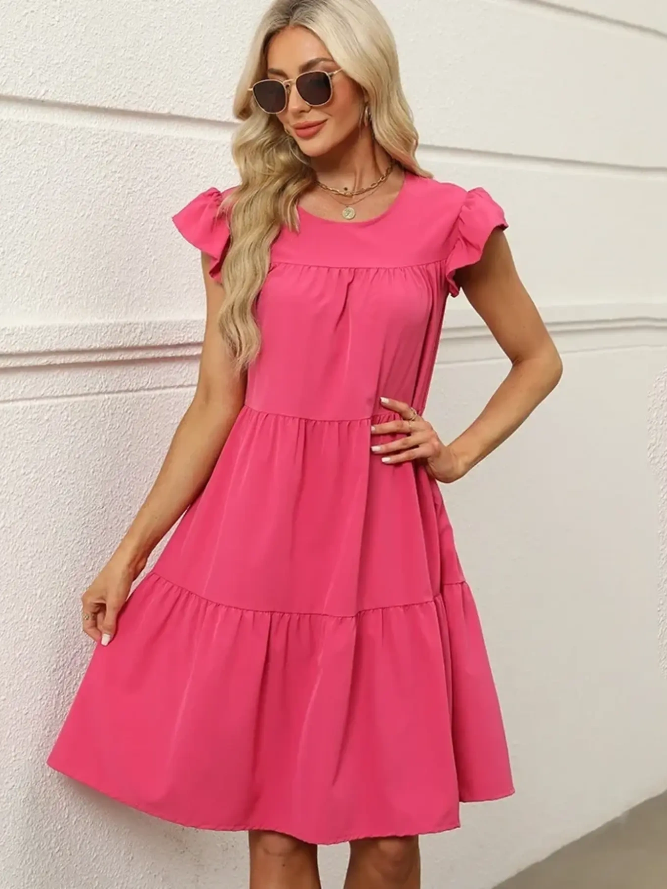 Tiered Ruffle Sleeve Mini Dress, image 2