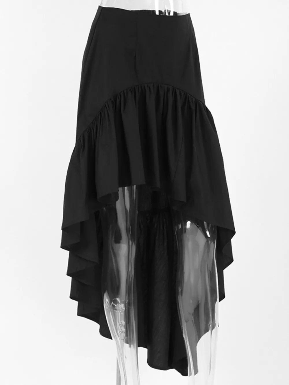 Asymmetrical Ruffle Hem Midi Skirt, image 7