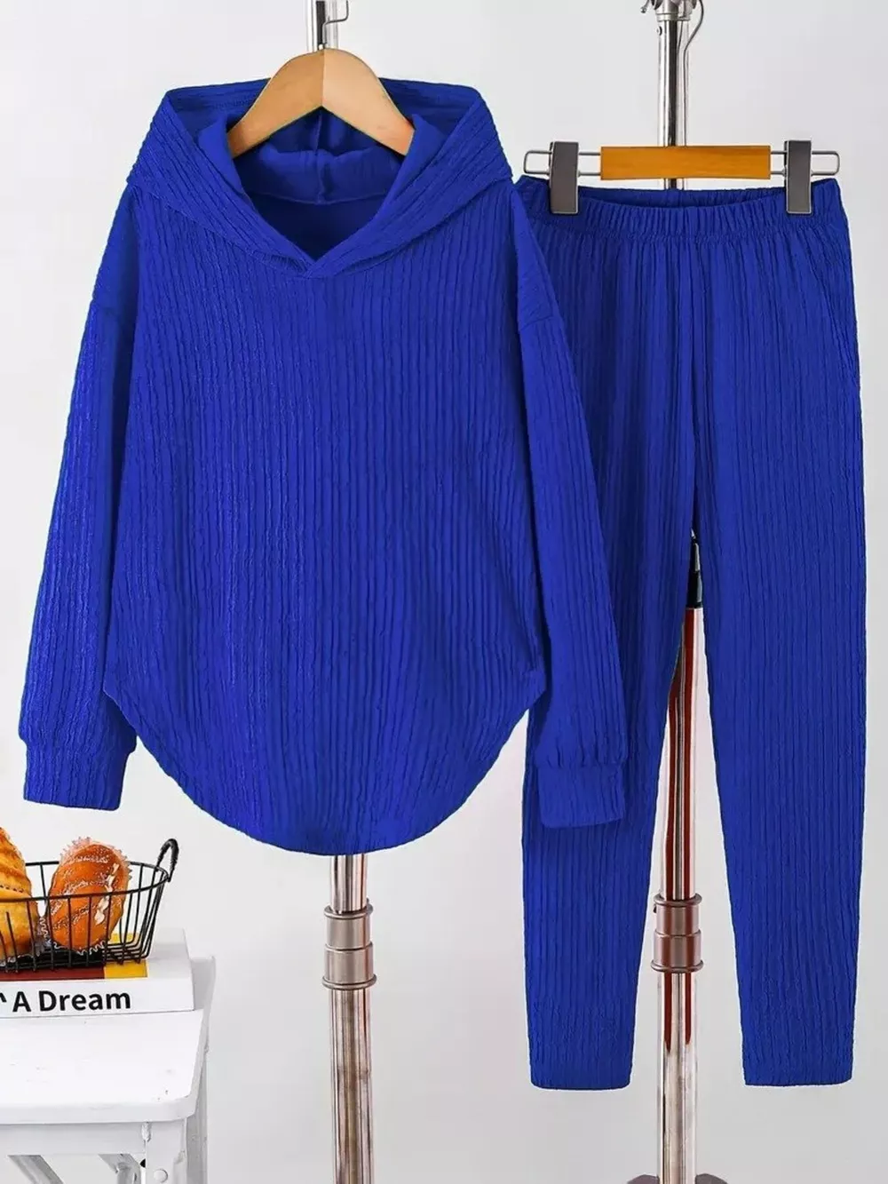 Textured Long Sleeve Hoodie and Pants Set, image 4