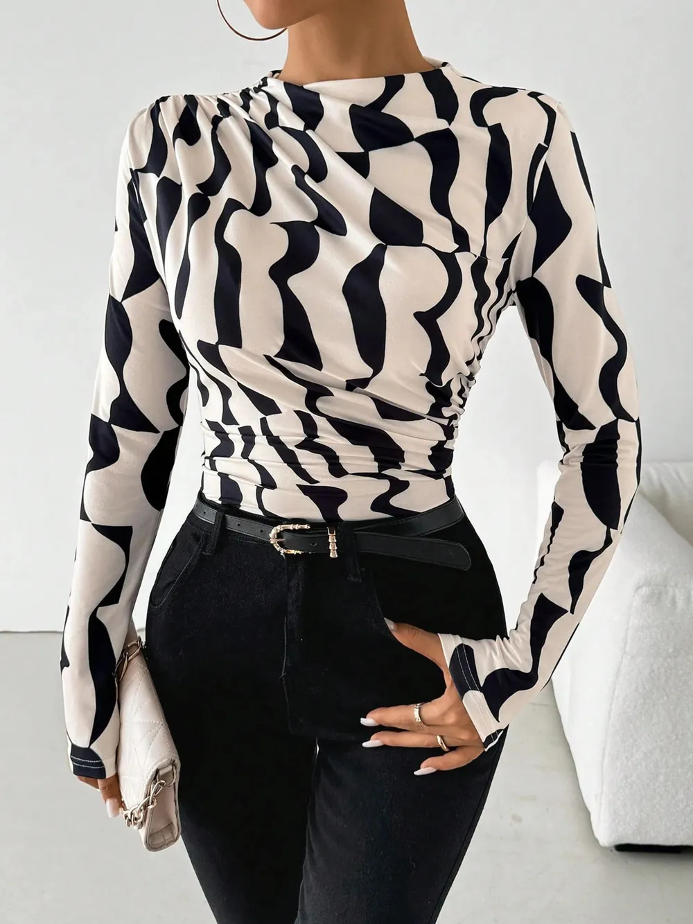 Printed Long Sleeve Blouse, image 4
