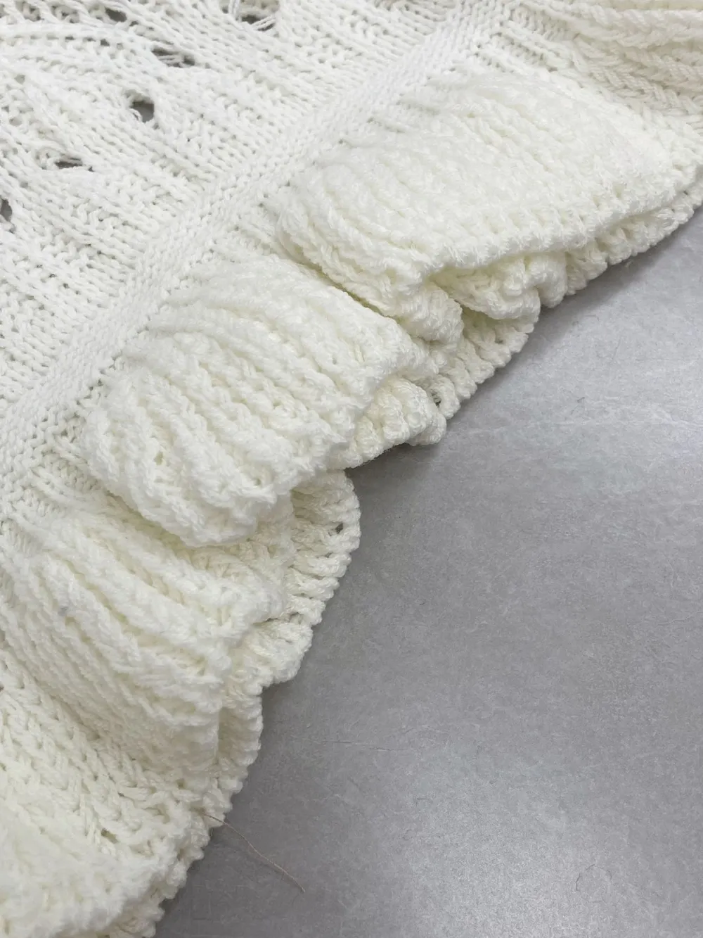 Crochet Ruffled Hem Long Sleeve Sweater, image 10
