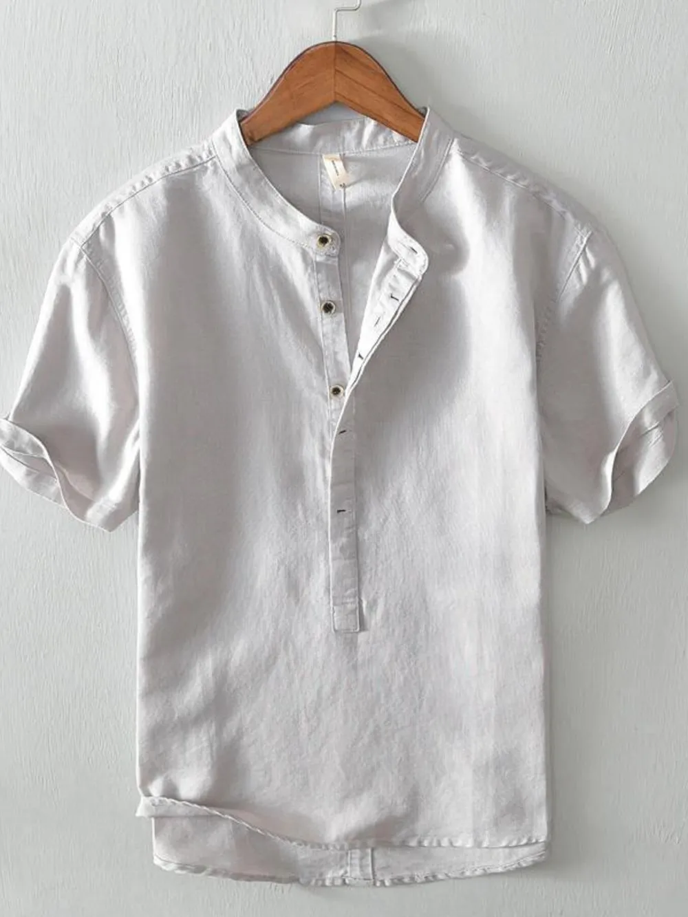 Men's Full Size Casual Button Detail Short Sleeve Blouse Plus Size