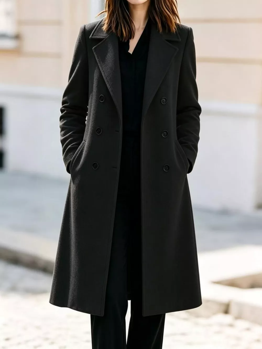 Double-Breasted Lapel Collar Coat, image 7