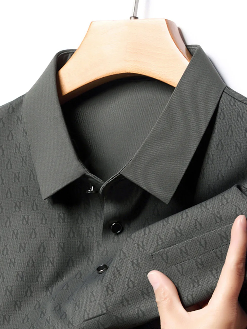 Men's Plus Size Textured Short Sleeve Casual Polo Shirt, image 4