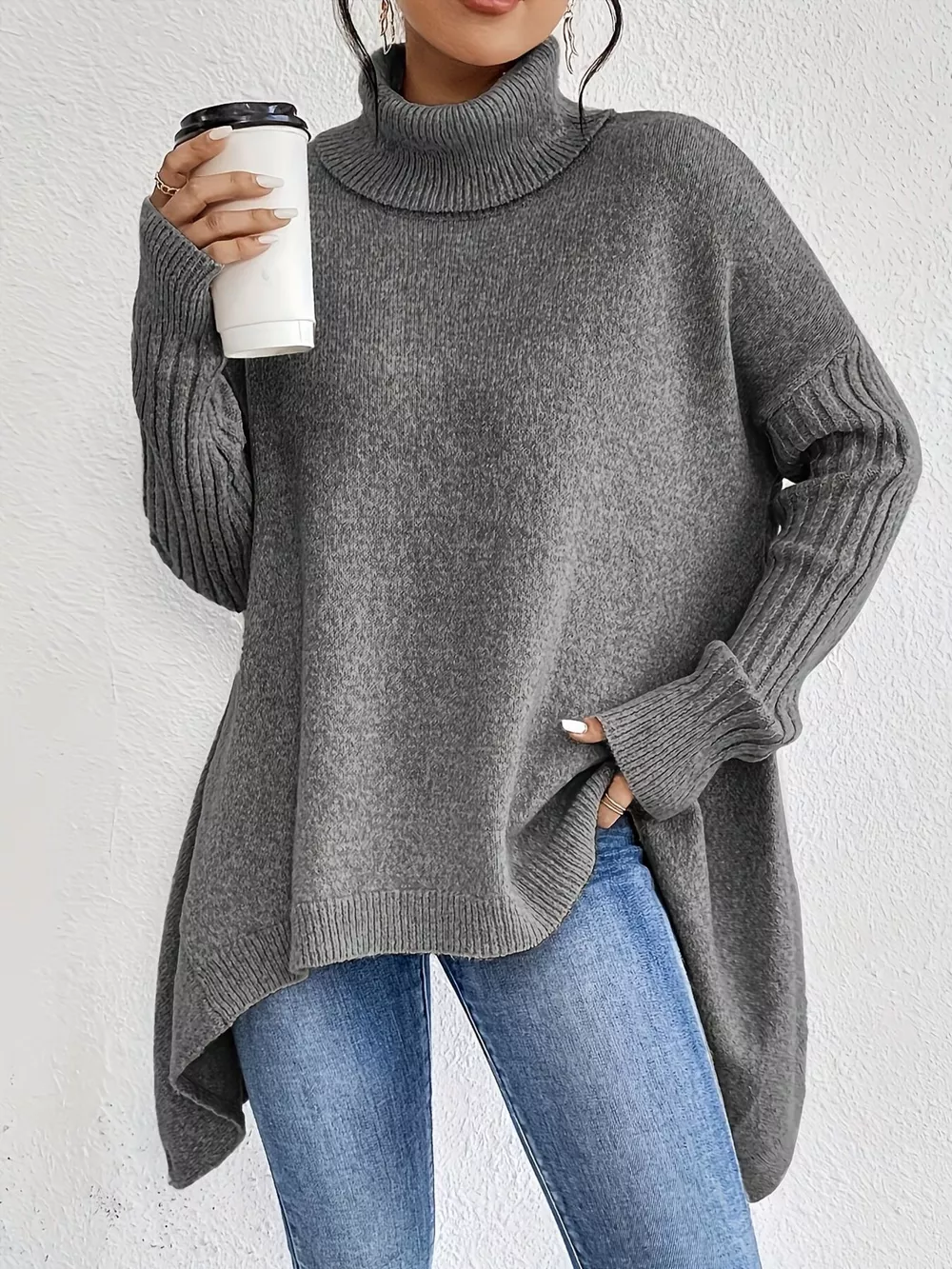 Turtleneck Dropped Shoulder Sweater, image 12