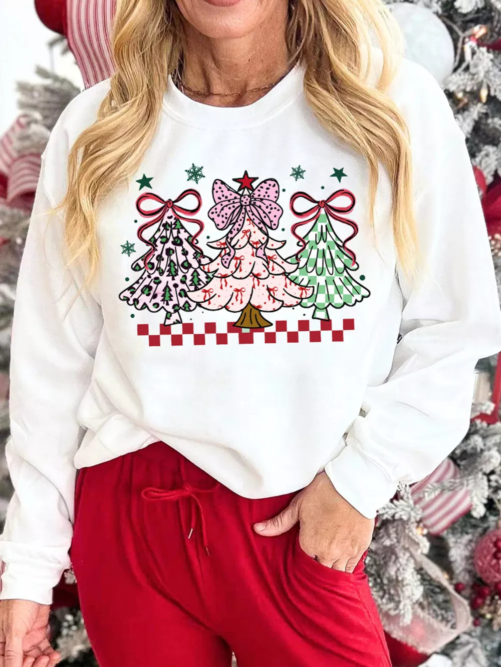Christmas Tree Graphic Customized Holiday Sweatshirt, image 3