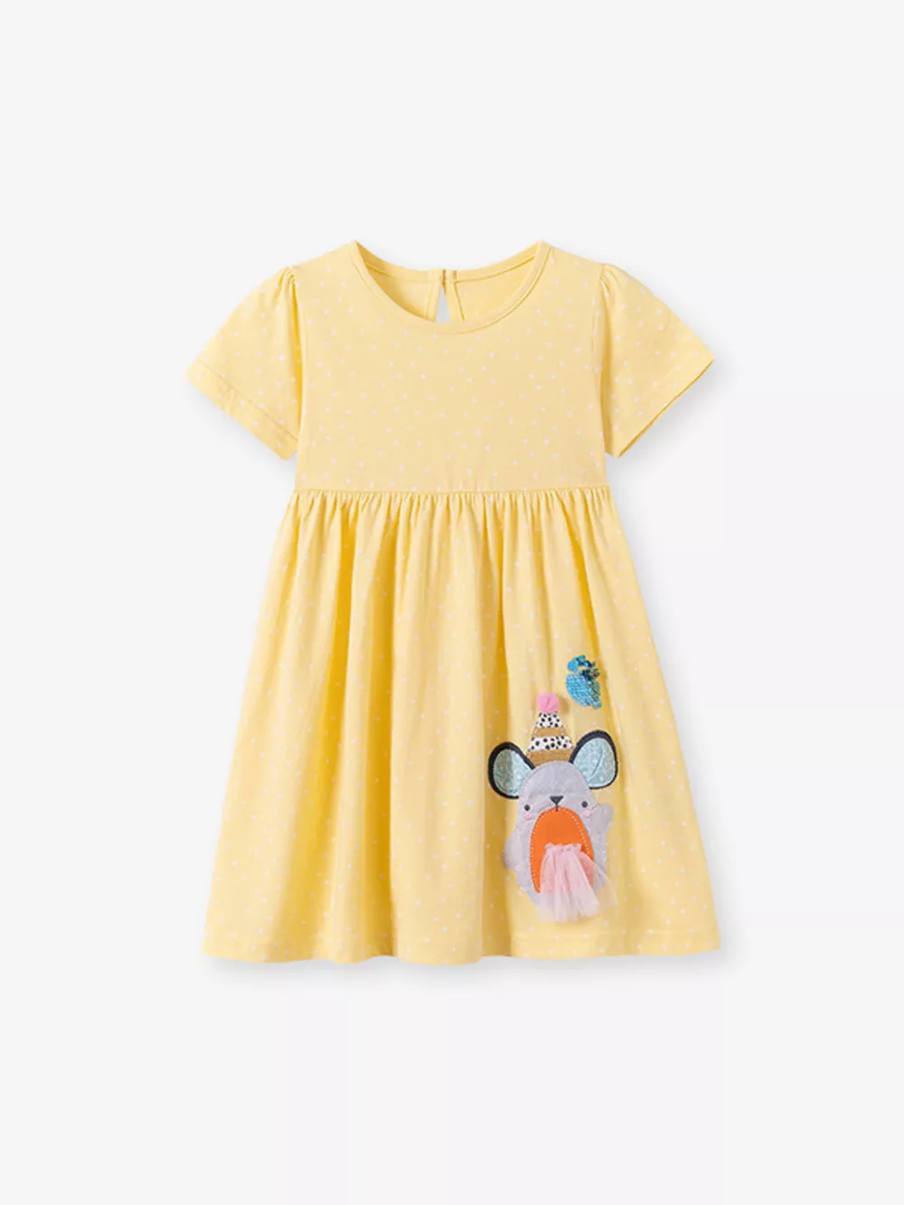 Children's Round Neck Cartoon Polka Dot Dress, image 7
