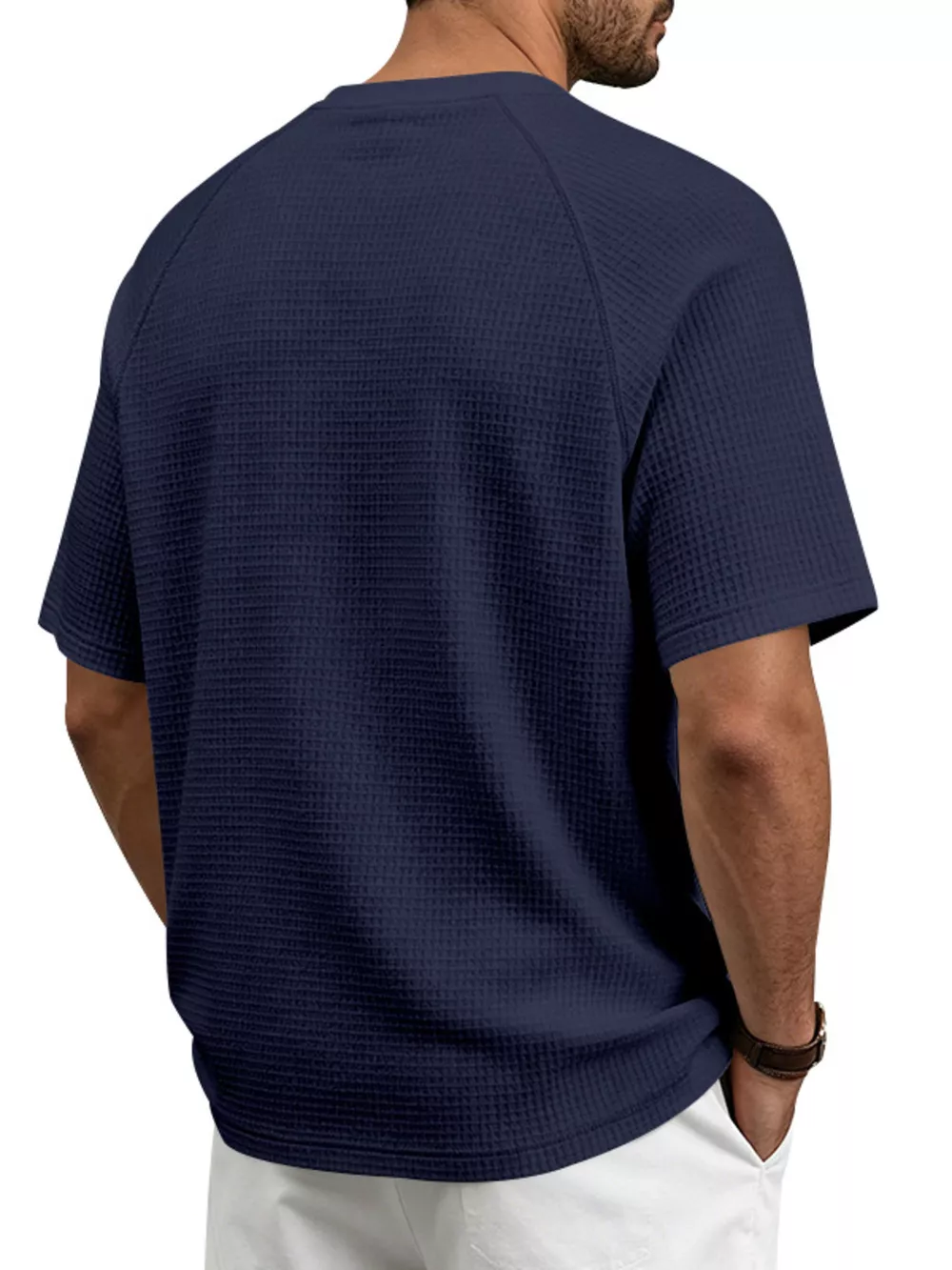 Men's Full Size Waffle Knit Raglan Short Sleeve T-Shirt Plus Size, image 6