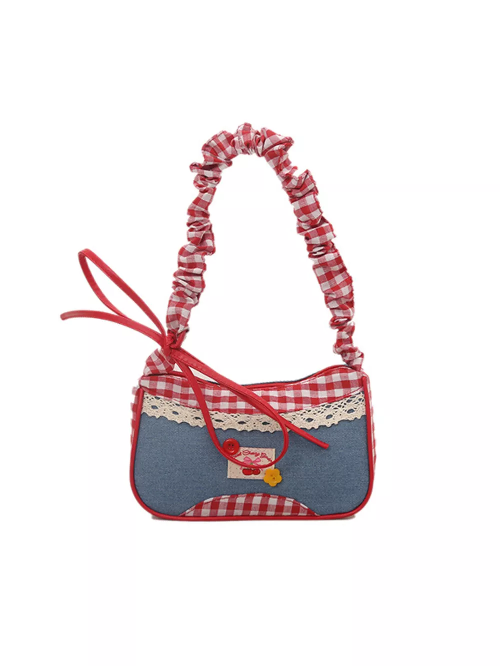 Cherry Plaid Strap Crossbody Bag, image 10
