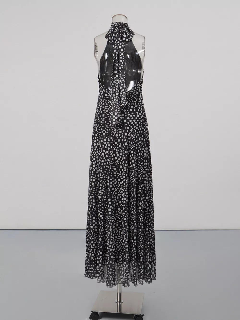 Halter Neck Polka Dot Maxi Dress, image 6