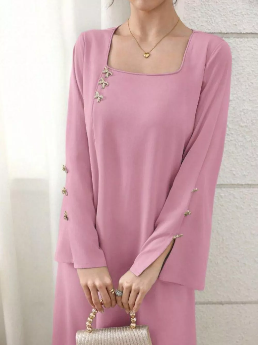 Square Neck Long Sleeve Maxi Dress, image 2