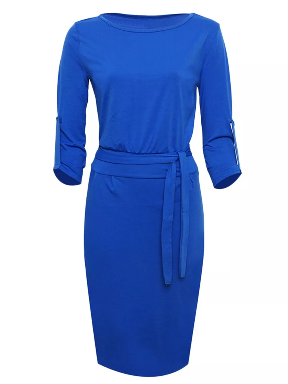 Tie-Waist Round Neck Dress, image 3