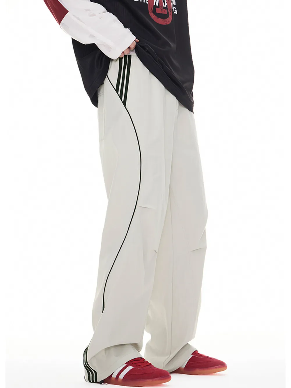 Men's Stripe Wide Leg Cargo Pants, image 2