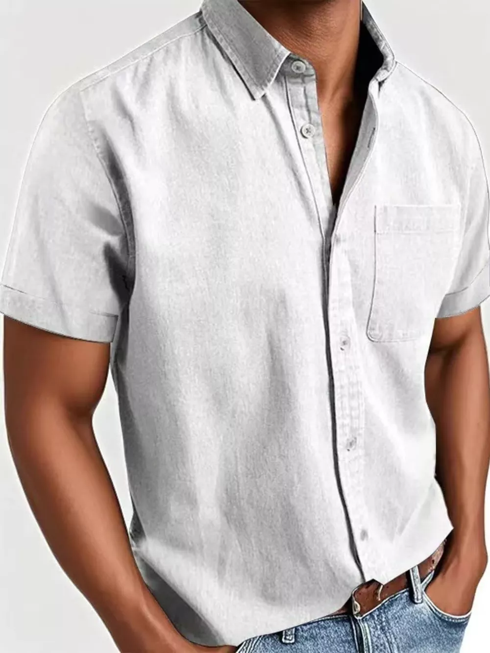 Men's Full Size Casual Short Sleeve Shirt Plus Size, image 2