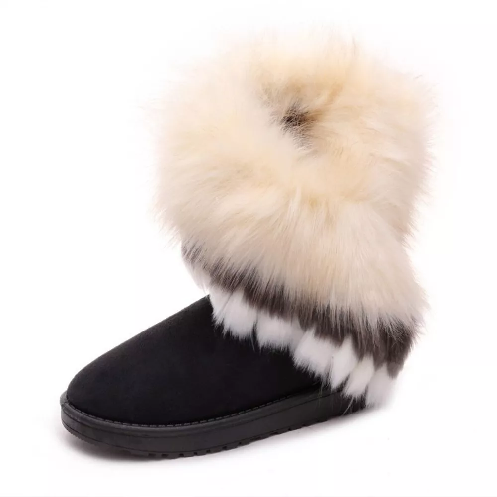 Fluffy Fur Cuff Round Toe Boots, image 3