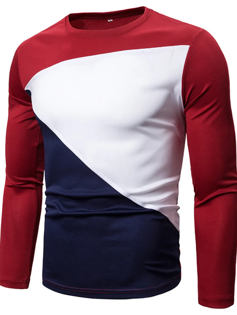 Men's Full Size Color Block Long Sleeve T-Shirt Plus Size, image 13